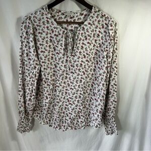 Lucky Brand Red and Green Floral Blouse size large cottagecore